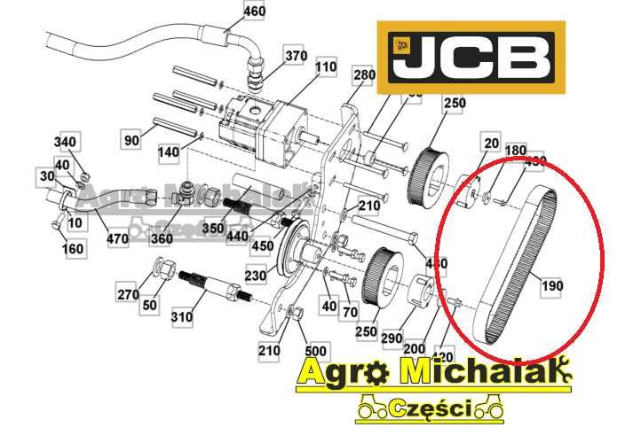 Pasek napędy pompy hydraulicznej ładowarka JCB 515-40