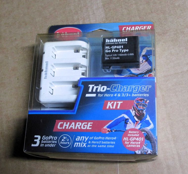 Trio-Charger For Hero 4 & 3/3+ batteries (Battery Included)