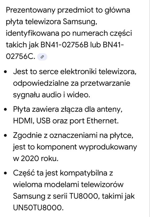 Tv samsung 50 cali plyta glowna