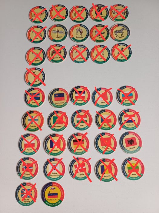 Żetony star foods zwierzęta państwa flagi tazo