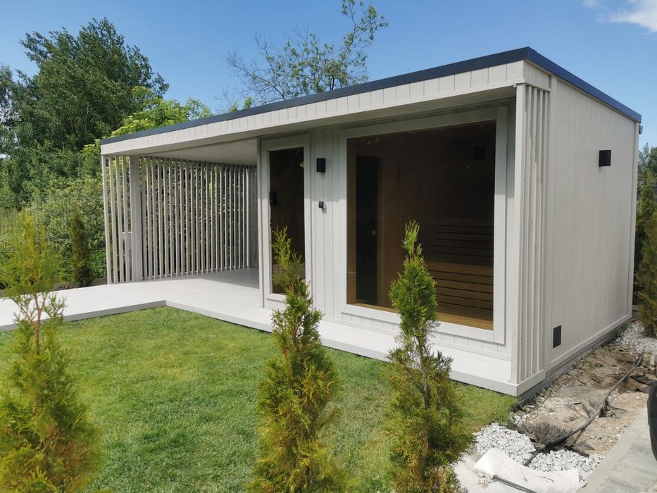 Sauna Ogrodowa 7x2,2m Taras Wiata Piec  Sterownik Hit