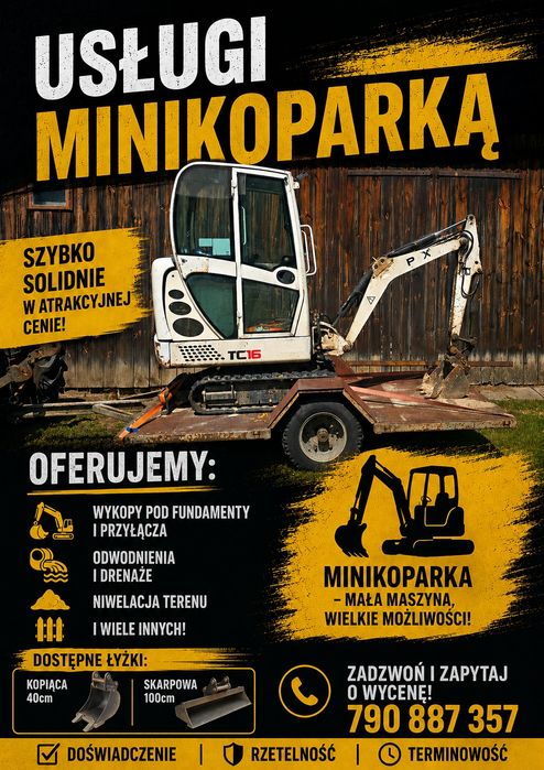 Usługi minikoparką, wykopy