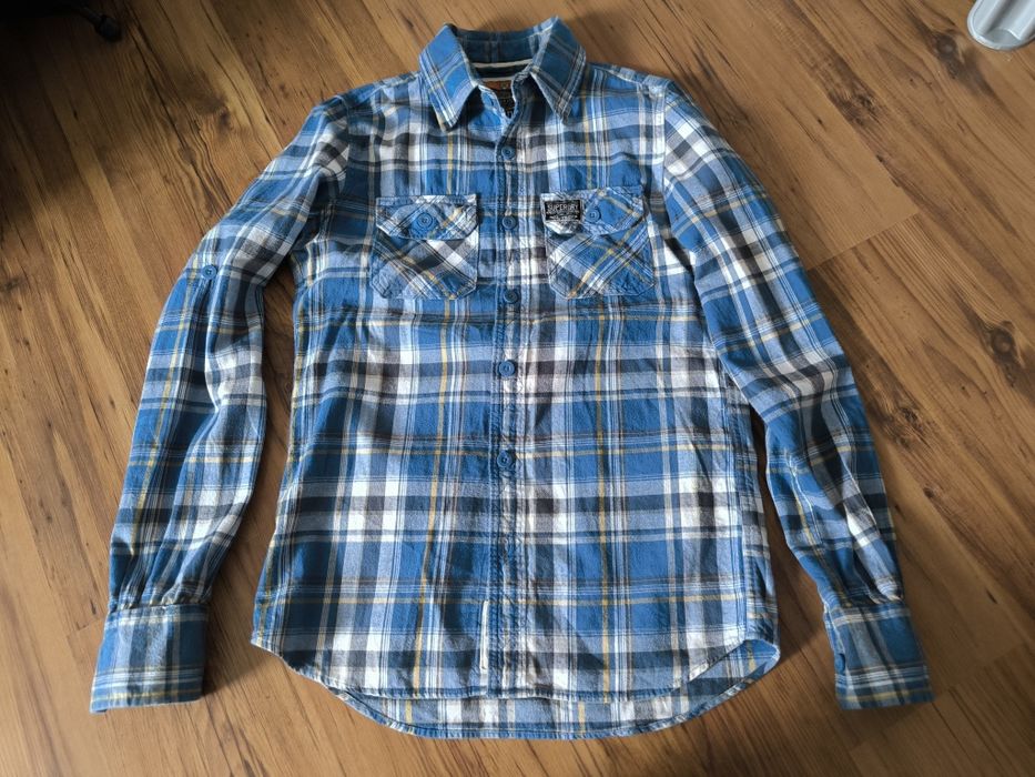 Superdry koszula męska w kratę S niebieska biała