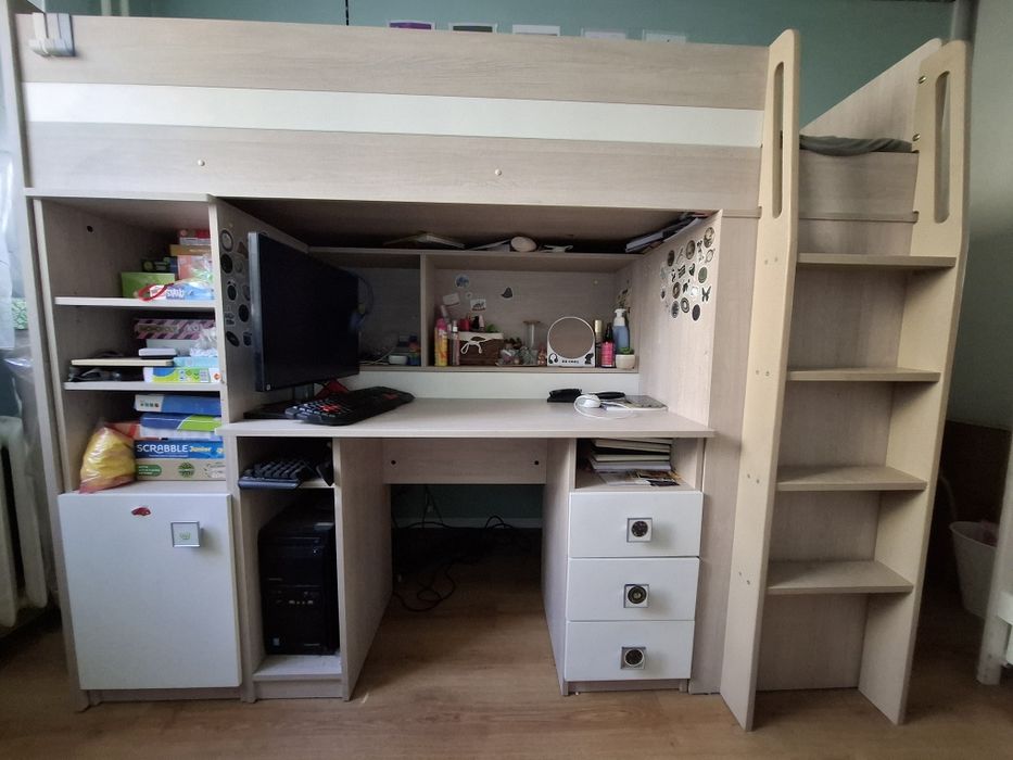 Antresola łóżko piętrowe dziecięce  3w1 biurko szafa