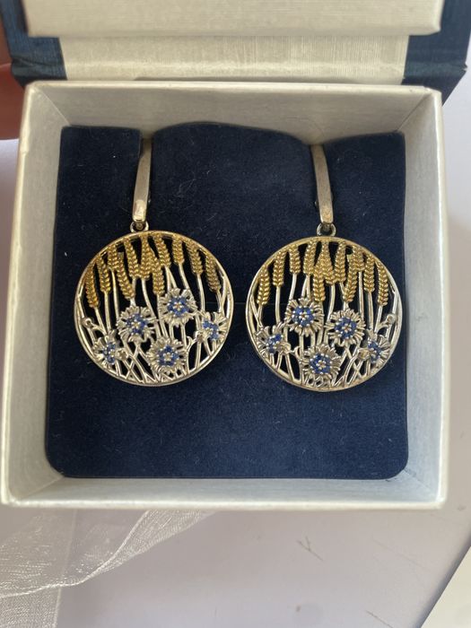 Срібні сережки 925 з шпі́неллю | КЮЗ | «Вечірнє сонце»