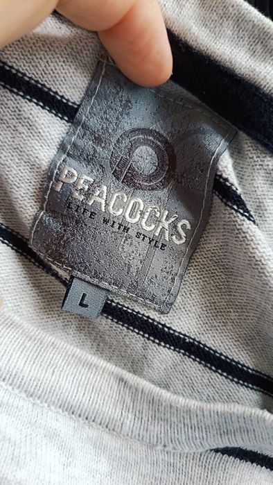 SG Cienki sweter męski w paski Peacocks100% bawełna  L sweter męski L