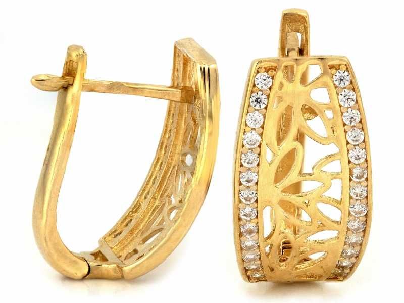 Złote ażurowe kolczyki z cyrkoniami pr585