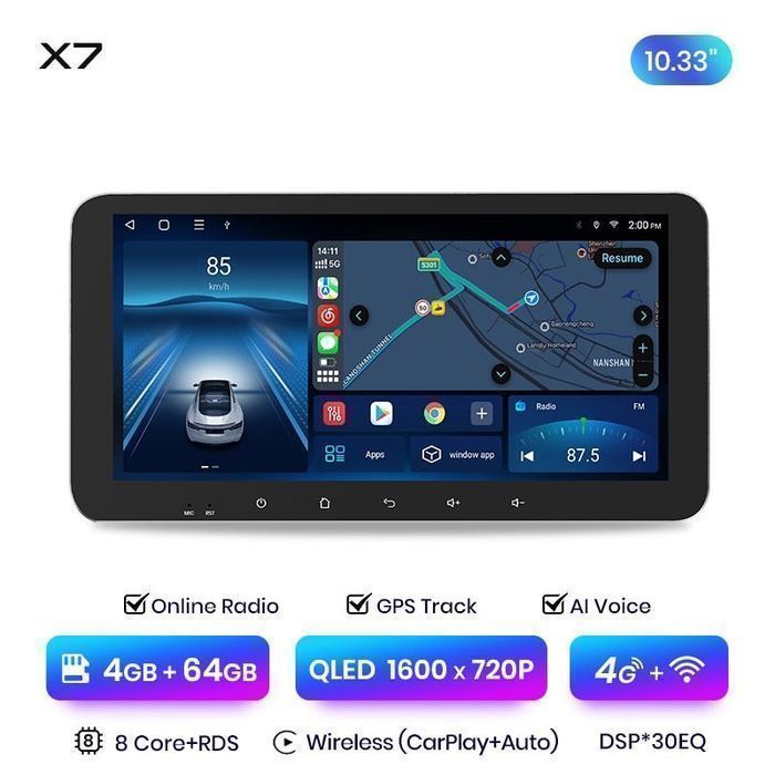 VW Crafter 2017–2021 – Radio Android 15 10.33" CarPlay Android Auto GPS Nawigacja Stacja Multimedialna WiFi Bluetooth DSP 4G LTE PL 4GB/64GB