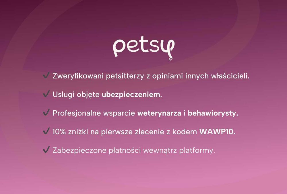 Justyna, petsitter Petsy.pl, opieka od 35zł, 10% rabatu z kodem WAWP10