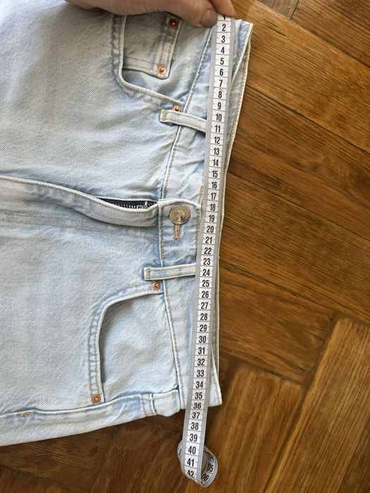 Прямые джинсы голубые высокая талия zara hm