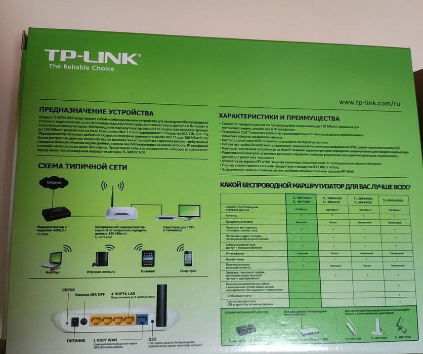 Роутер TP-link модель TL-WR741ND