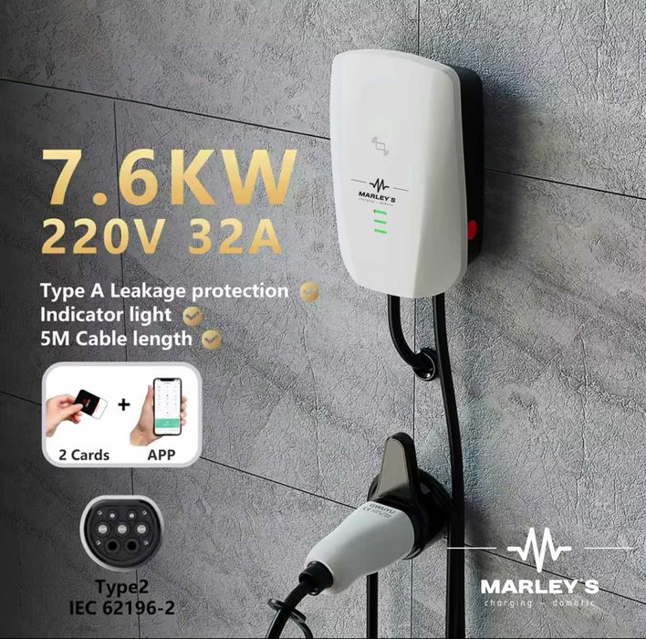 Wallbox Carregador Parede - 7.6 kw - 32 A - c/ APP e Cartões