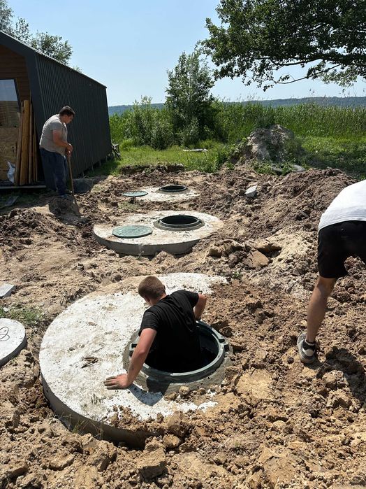 Септик під ключ, копка вигрібна яма , дренажні поля, каналізація