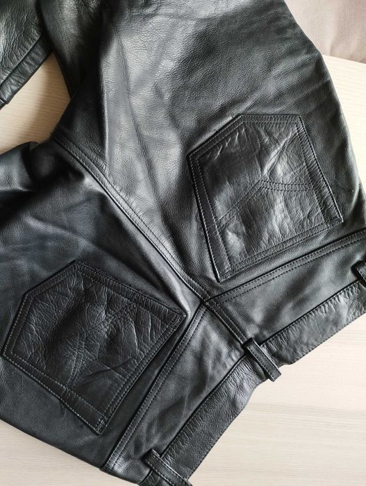 Штаны кожаные байкерские мотоциклетные мотоштаны