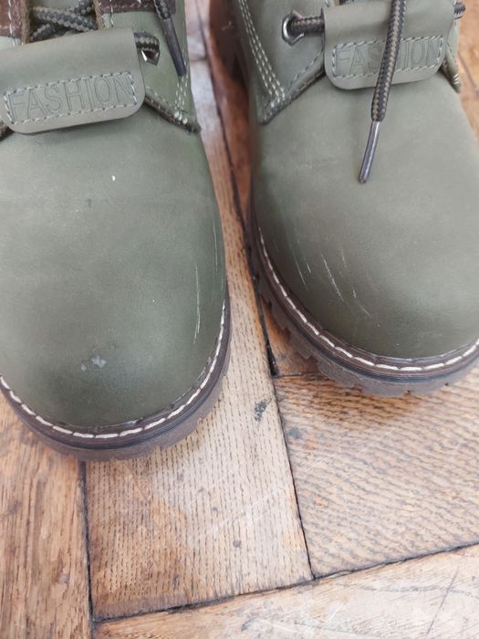 36/ 37 khaki trapery, botki z cholewka za kostkę, na zamek, ocieplane
