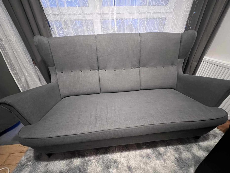 Sofa IKEA STRANDMON – 3-osobowa, szara – wygodna, zadbana