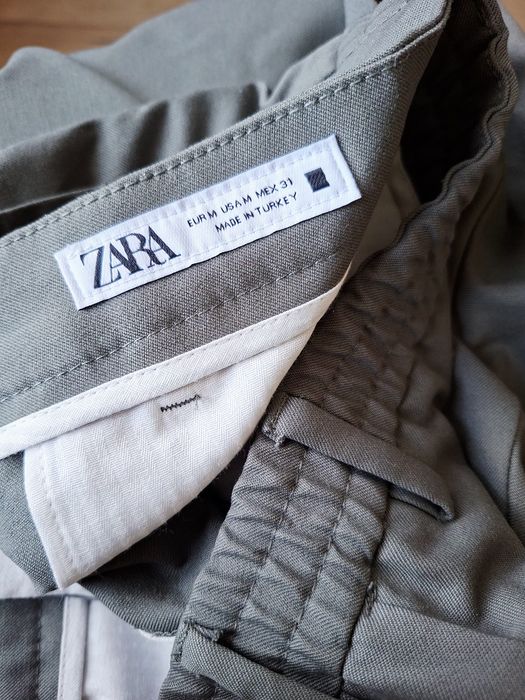 Spodnie Zara Chino Spodnie Chinosy szałwiowa zieleń Spodnie męskie prosta Nogawka Rozmiar M