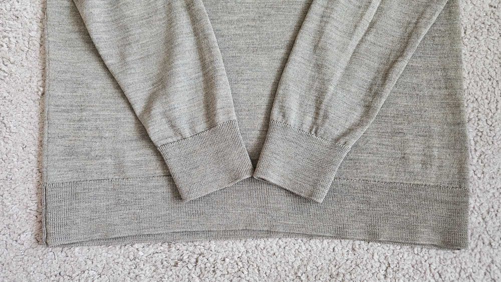 Golf H&M Premium beżowo-szary melanż, 100% wełna merino, roz. M