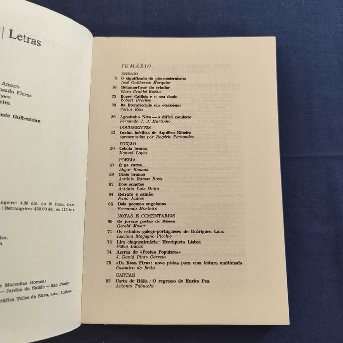 Revista Colóquio Letras 52 - Novembro 1979