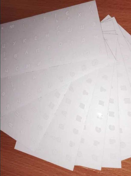 Прозорі Наліпки на клавіатуру укр/рус білі Наклейки прозрачные ноутбук