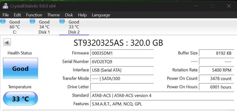 Disco 2.5 Sata ST9320325AS 320GB