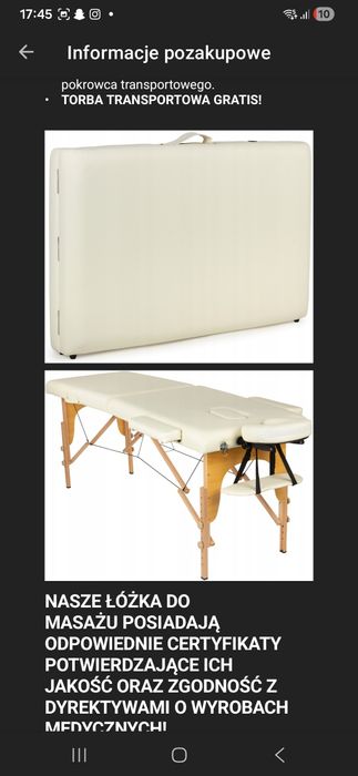 Łóżko do masażu nowe