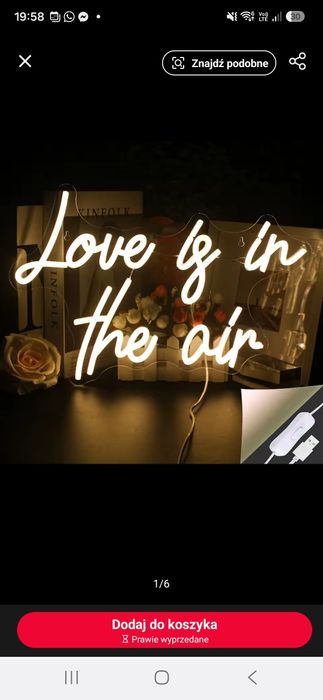 Napis LED Love is in the air na wesele