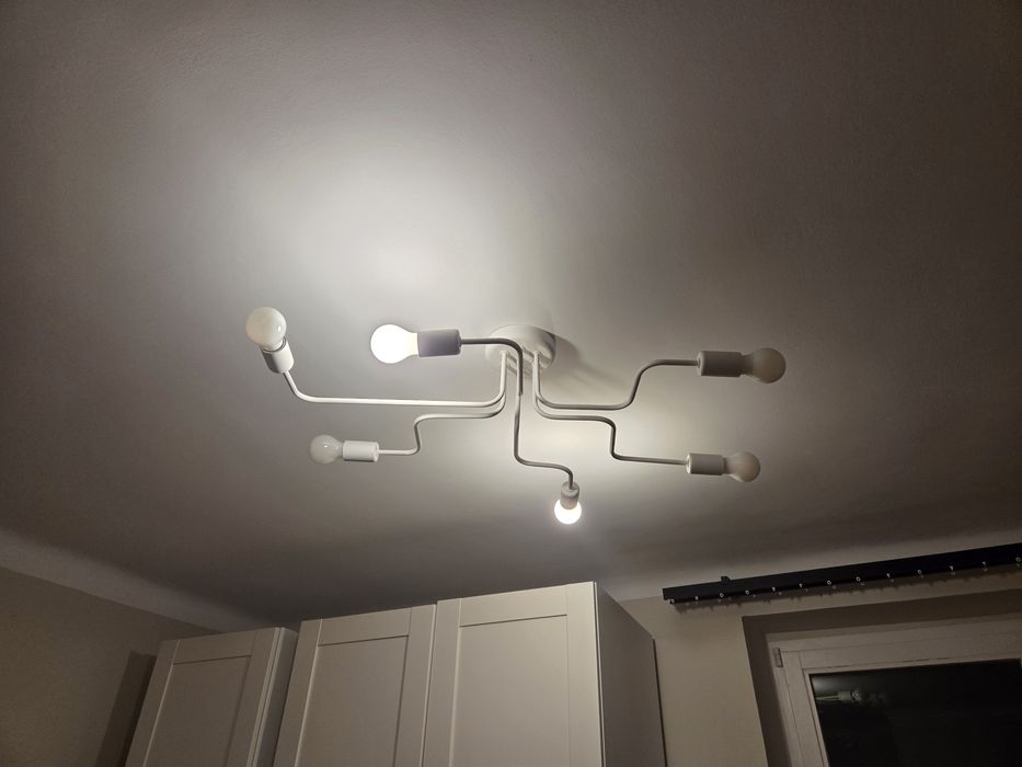 Biała lampa sufitowa, 6 x E27, pająk