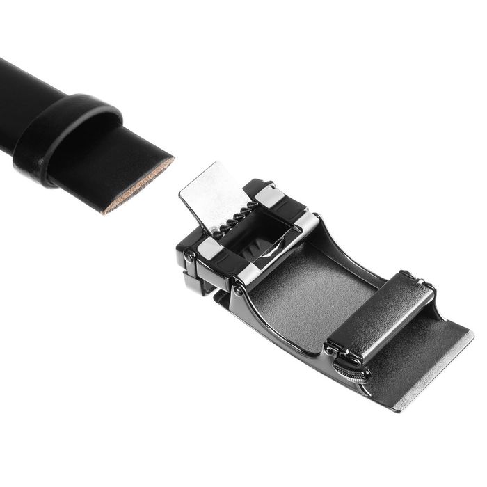 czarny pasek męski ze skóry naturalnej z automatyczną klamrą