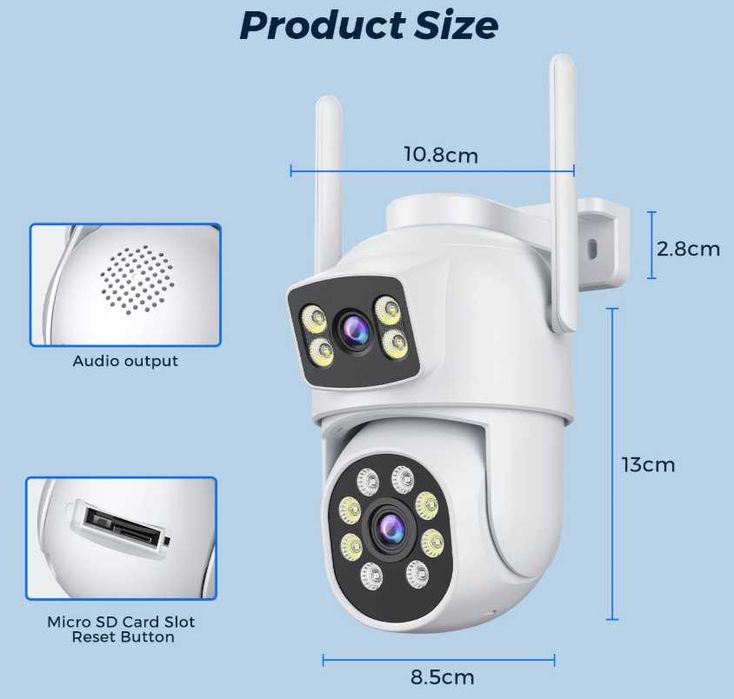Б/у Камера видеонаблюдения 8МП Besder уличная двойная Wifi 64 Gb card