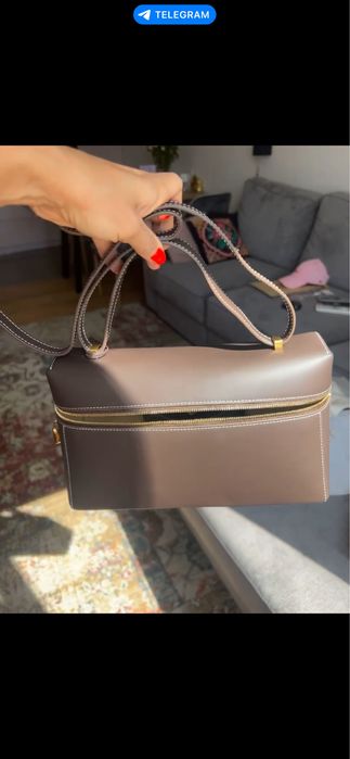 LORO PIANA Коричнева шкіряна сумка Extra Bag L27 в наявності
