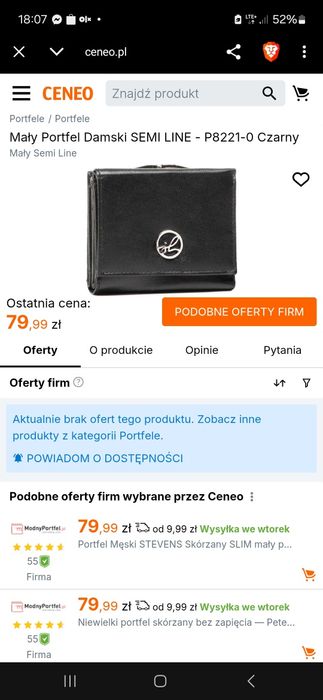 Skórzany portfel SEMILINE P8221 Nowy