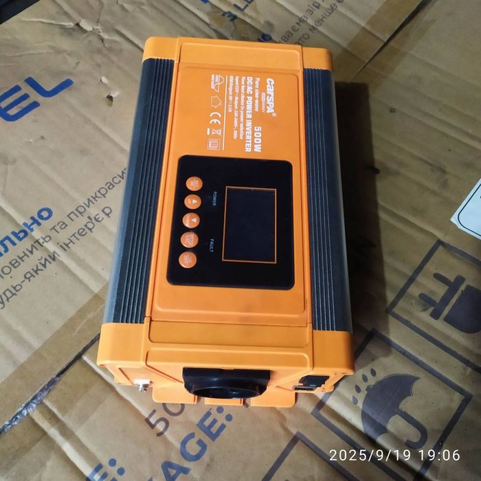Інвертор Carspa 12v 220v 500w Pure sine-wave Чистий синус  220-240v