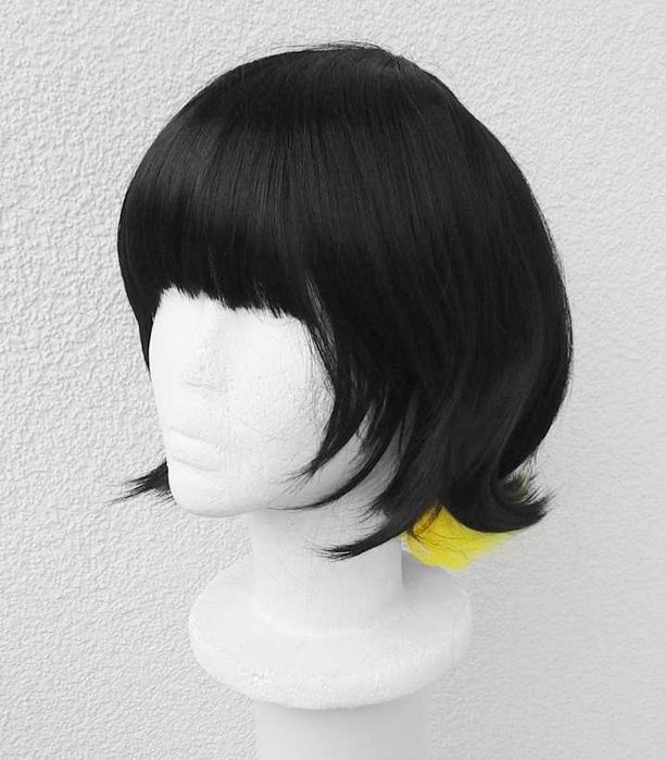 Bachira Meguru Blue Lock Czarna peruka z żółtymi pasemkami cosplay wig