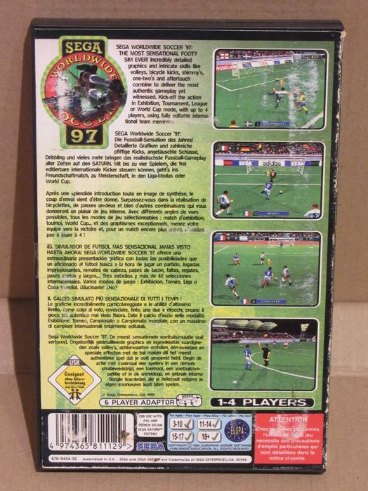 Jogo Sega Saturn Sega Worldwide Soccer 97 completo