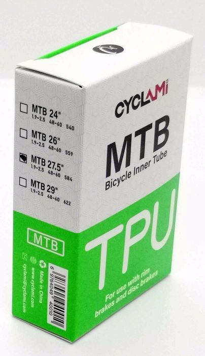 CYCLAMI Lekka Dętka 65g TPU Rozmiar 27,5  x 1,9 - 2.50  WENTYL Presta