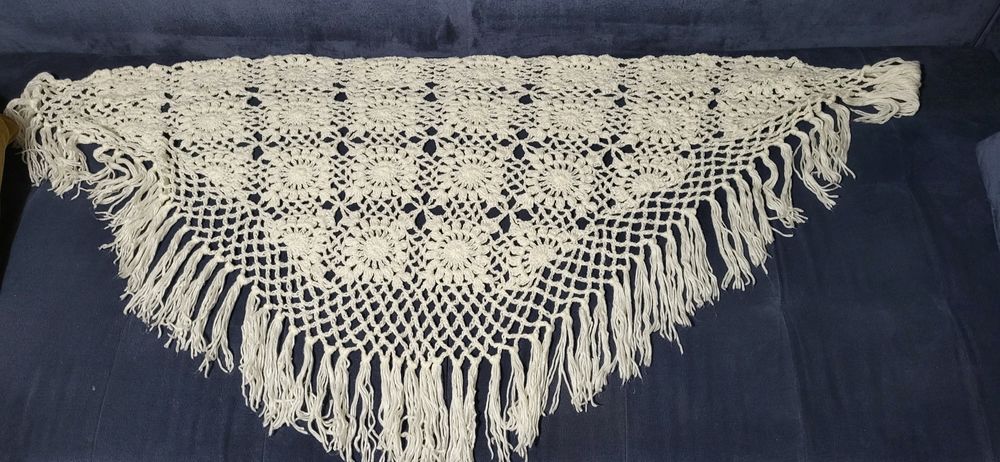 Boho duża chusta/ szal robiona na drutach