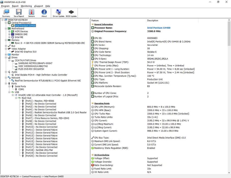 Lenovo S510 Type 10KW, Intel G4400 3,3GHz, 4GB DDR4, SSD+HDD, WIN10Pro