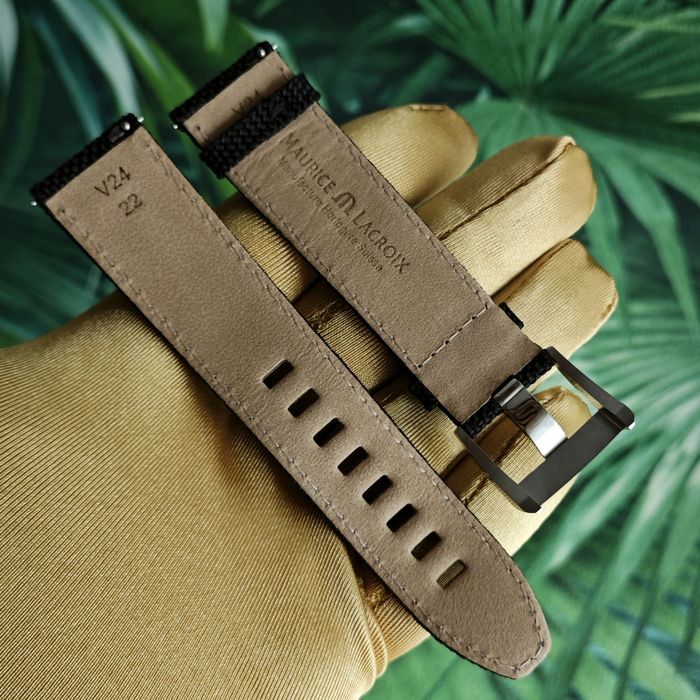 Maurice Lacroix Pontos pasek oryginalny czarny materiałowy skórzany 22