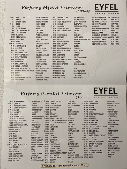 Perfumy perfum eyfel 100ml na wzor lista armani black code meskie