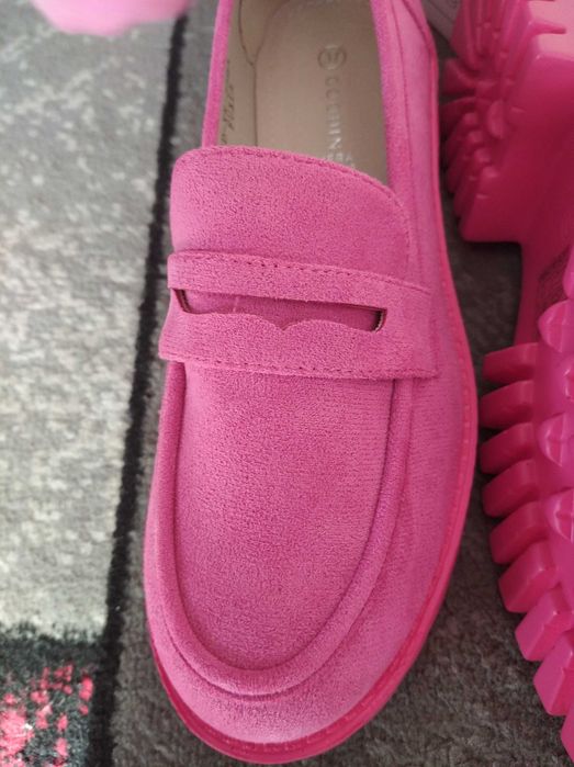 Mokasyny fuksja 37 traperkowata podeszwa wiosna lato buty