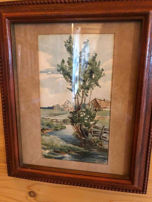 Aguarela de F.Santos, 1919, muito bom estado