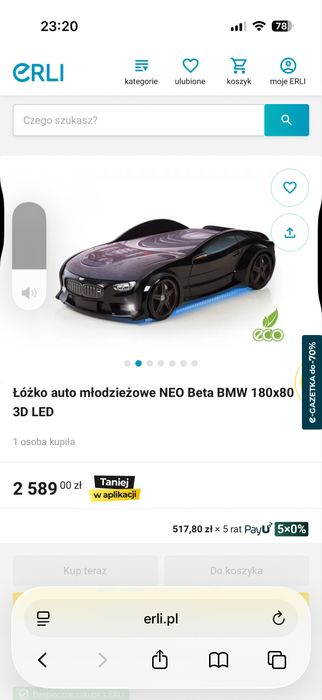 Łóżko dzieciece samochód BMW