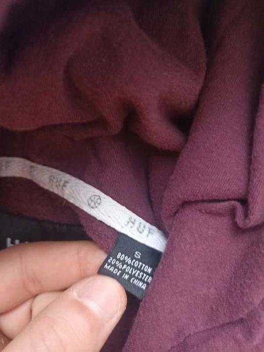 bordowa bluza boxy hux z kapturem unisex 90s fashion M