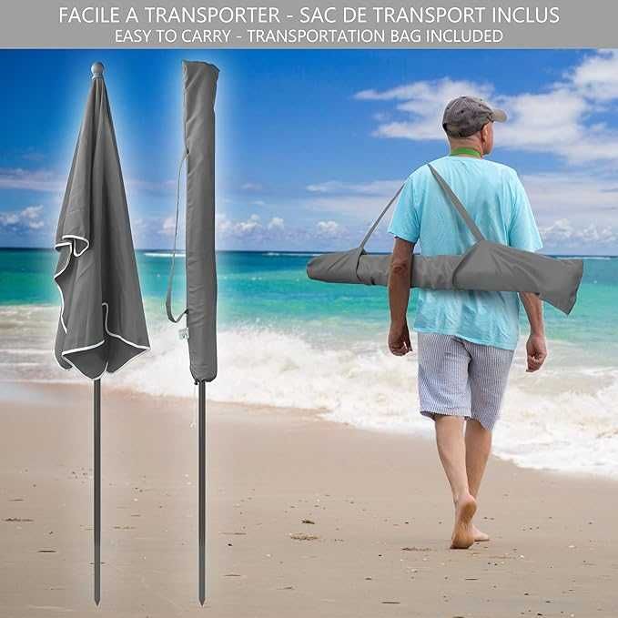 VOUNOT Prostokątny parasol ogrodowy, pochylony parasol balkonowy, 200 x 125 cm,