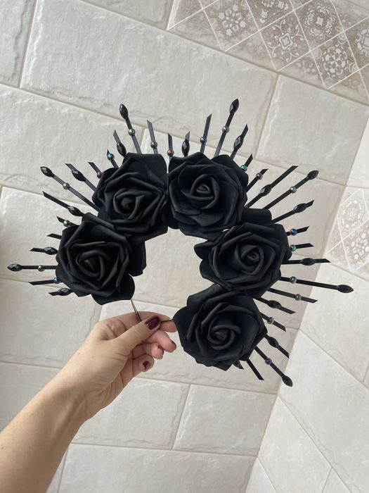 Вінок обруч корона муерте хеловін helloween квітами чорними відьма