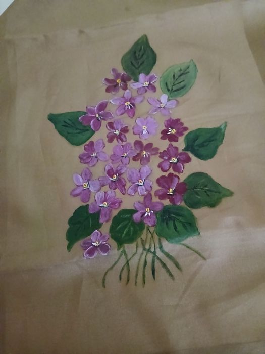 Écharpe pintada à mão, vintage