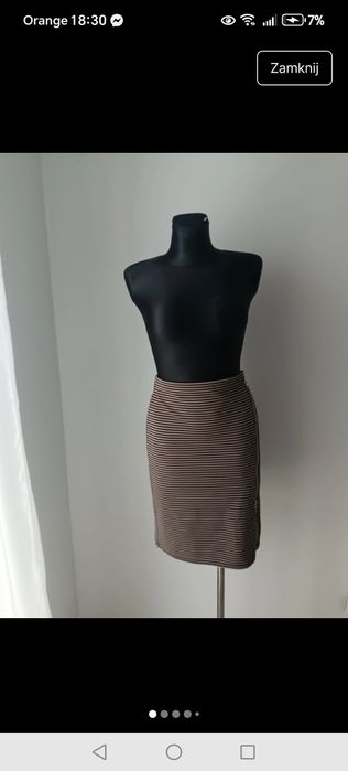 Spódnica w paski ołówkowa z boku zamek długa za kolano Basic casual
