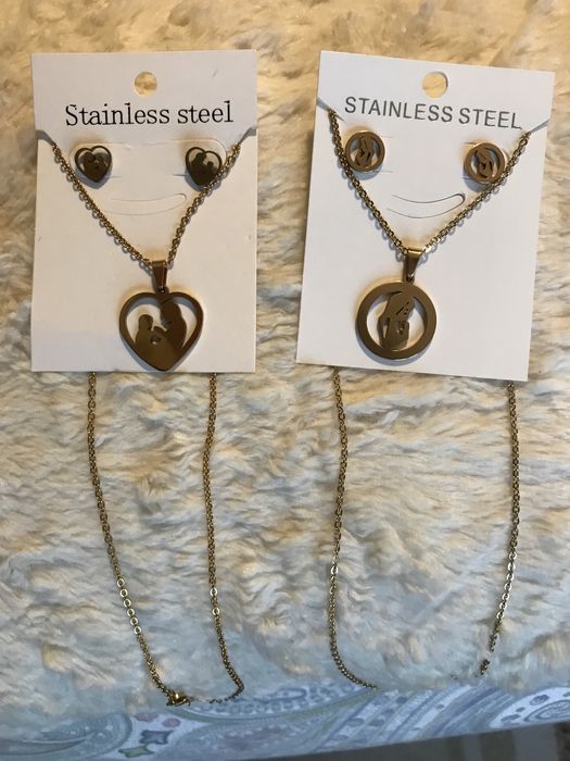 Colares e brincosNOVOS aço inoxidável-gatos,cão,N. Senhora,mãe filho/a