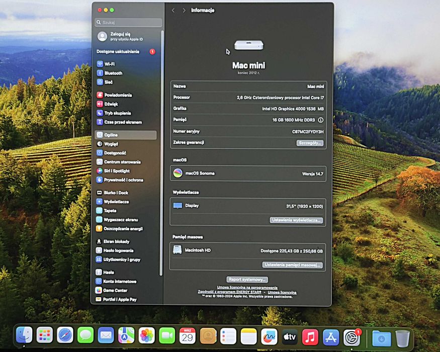 Mac mini A1347 Intel core i7 3720QM 4x2,6 Ghz + 16 Gb ram + SSD 256 Gb + Sonoma 14,7 !!!